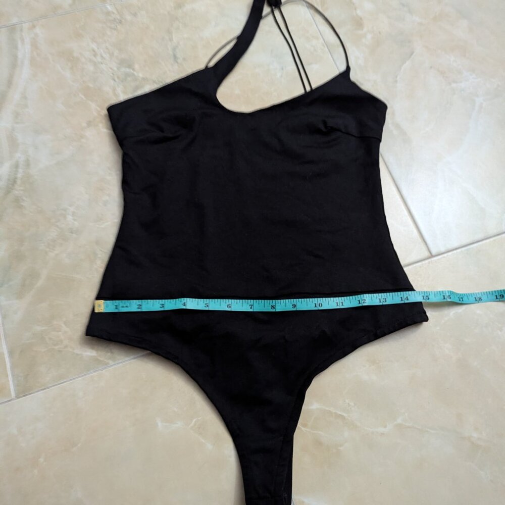 Lulus Heading Out Tonight Black Asymmetrical One-shoulder Bodysuit - Size S - Picture 8 of 9